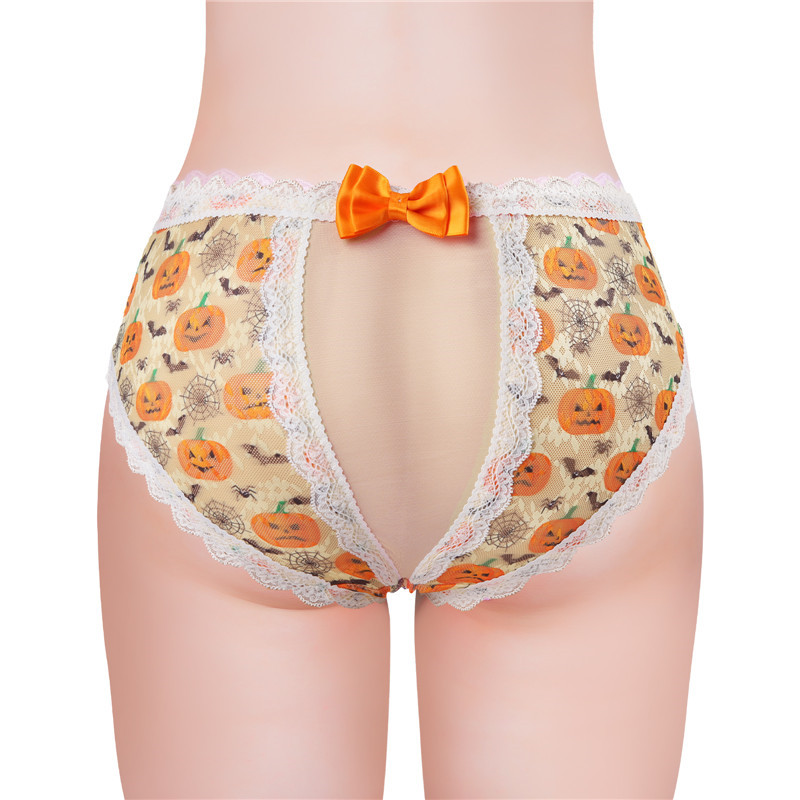 Pumpkin Lamps Pattern Cheeky Bow Tucking Gaff Panties