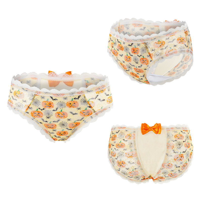 Pumpkin Lamps Pattern Cheeky Bow Tucking Gaff Panties
