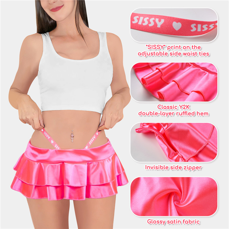 Satin SissyUniversity Side Strap Micro Skirt