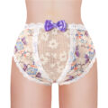 Purple Butterflies Pattern Cheeky Bow Tucking Gaff Panties