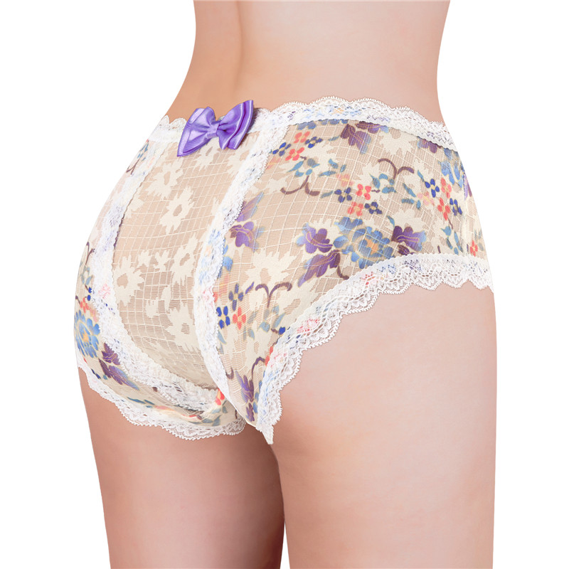 Purple Butterflies Pattern Cheeky Bow Tucking Gaff Panties