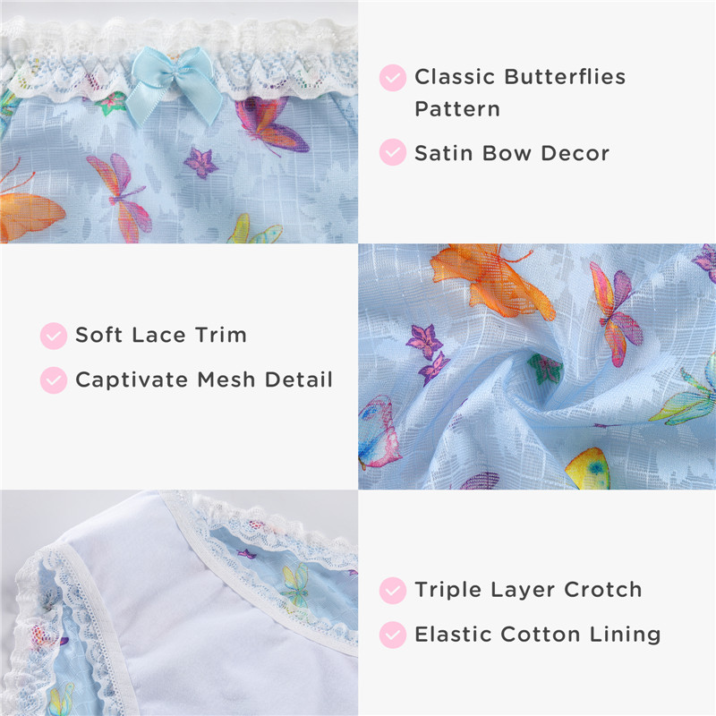 Butterflies Pattern Tucking Gaff Panties
