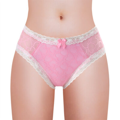 Pink Hearts Pattern Tucking Gaff Panties