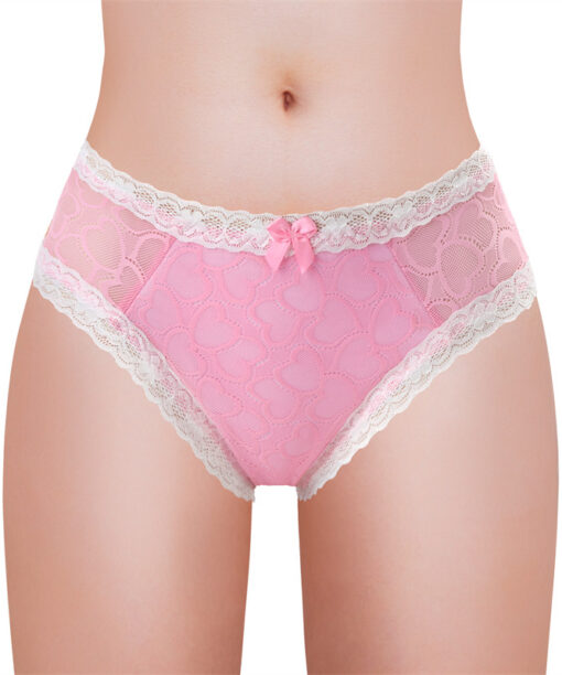 Pink Hearts Pattern Tucking Gaff Panties