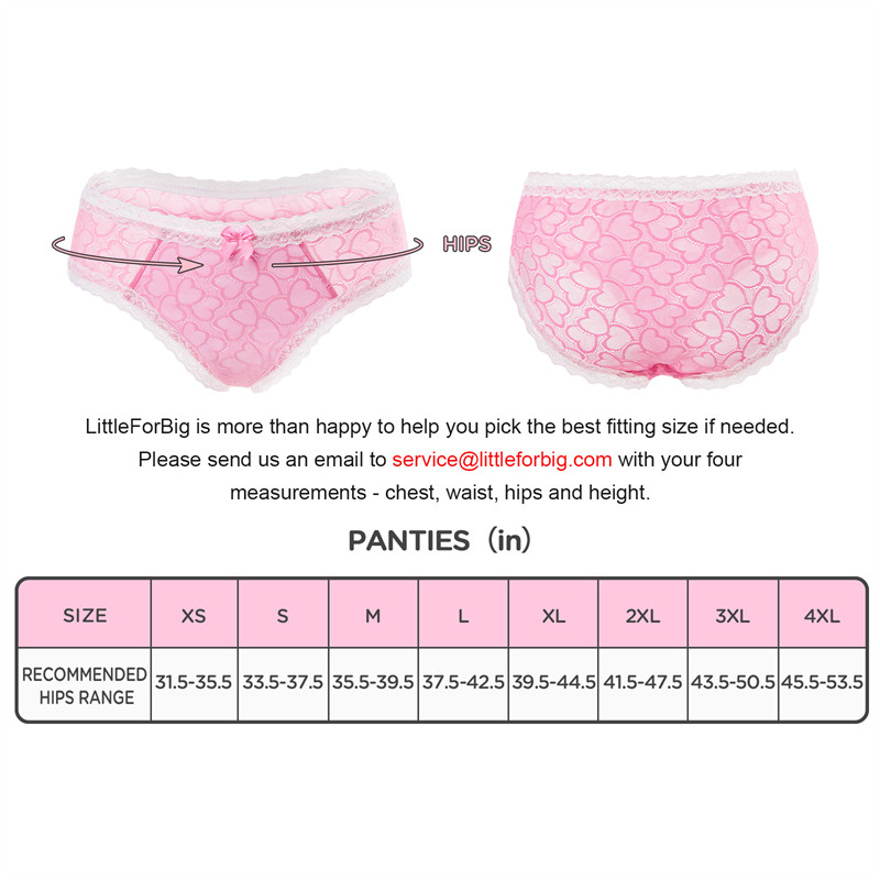 Pink Hearts Pattern Tucking Gaff Panties