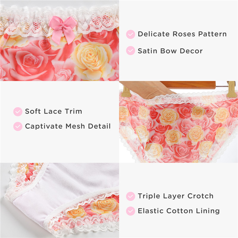Rose Pattern Tucking Gaff Panties