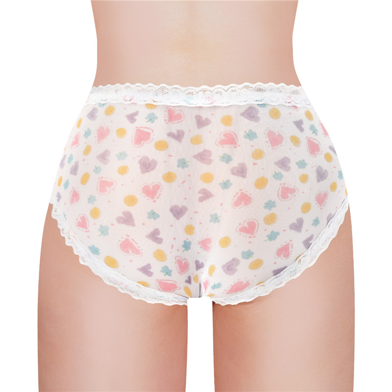 Hearts and Dots Pattern Tucking Gaff Panties