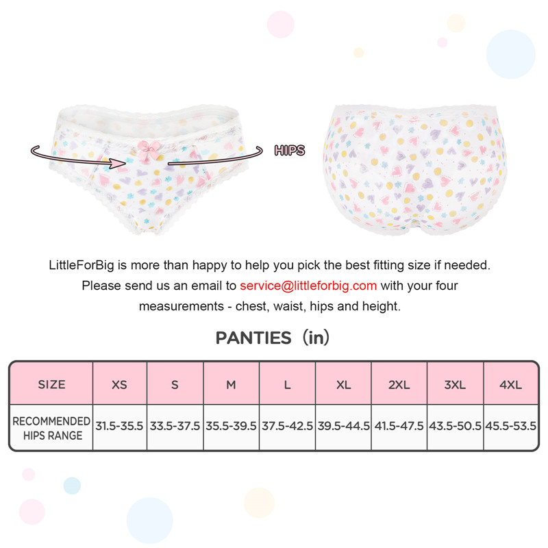 Hearts and Dots Pattern Tucking Gaff Panties