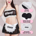 SissyUniversity Maid See-through Bralette Skirted Panties Set Black