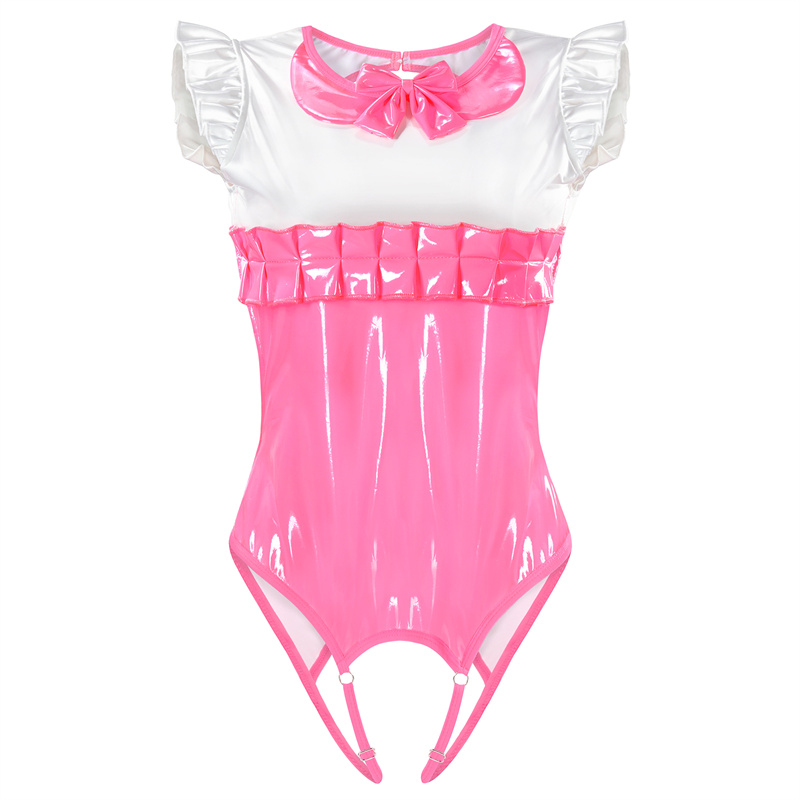 Latex-Like Peekaboo Onesie Bodysuit