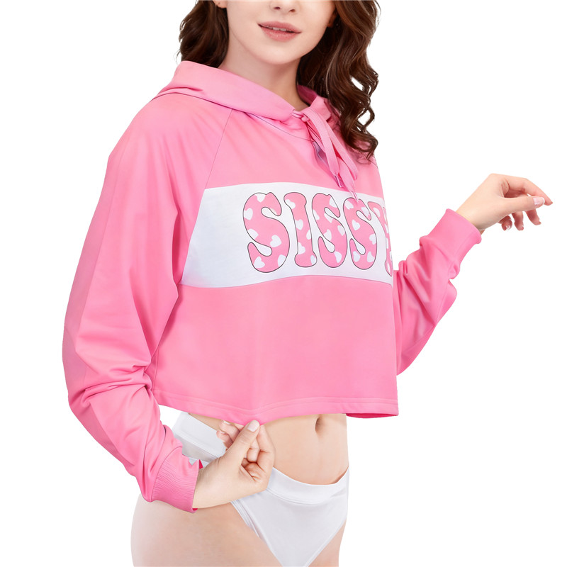 Pastel SissyUniversity Cropped Hoodie Sweatshirt Pink