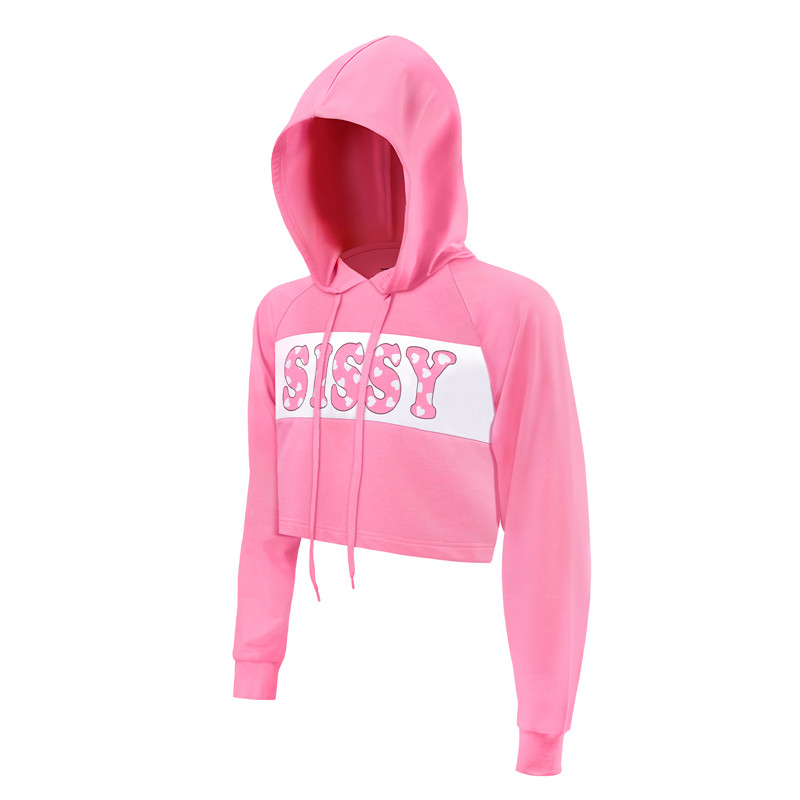 Pastel SissyUniversity Cropped Hoodie Sweatshirt Pink