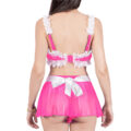 SissyUniversity Maid See-through Bralette Skirted Panties Set Hot Pink