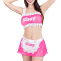 SissyUniversity Maid See-through Bralette Skirted Panties Set Hot Pink