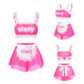 SissyUniversity Maid See-through Bralette Skirted Panties Set Hot Pink