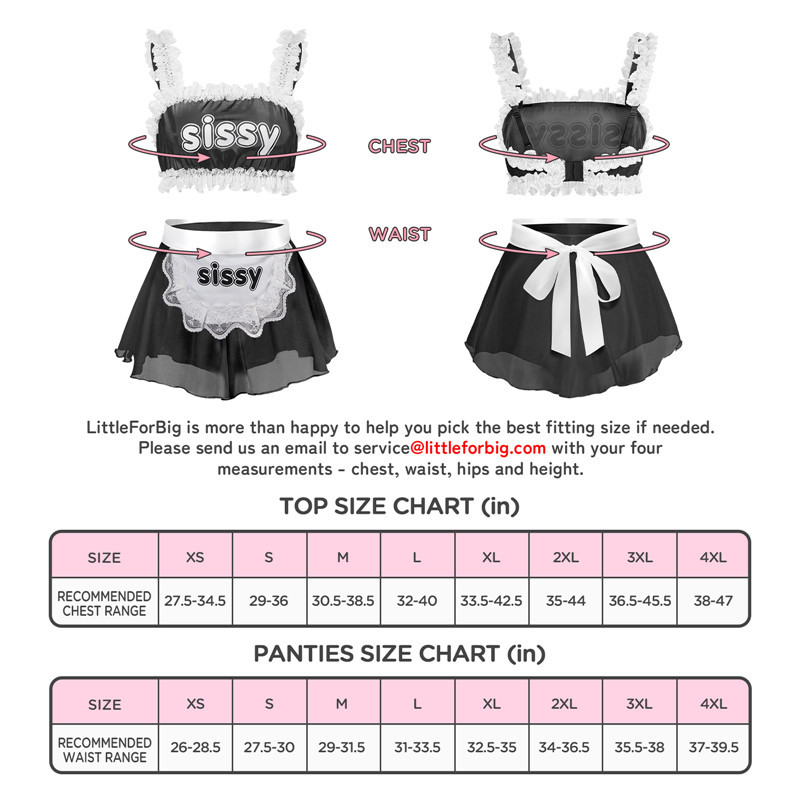 SissyUniversity Maid See-through Bralette Skirted Panties Set Black