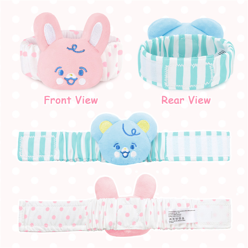 Baby Parade Wrist Rattles Pink Bunny & Blue Bear 2-Pack