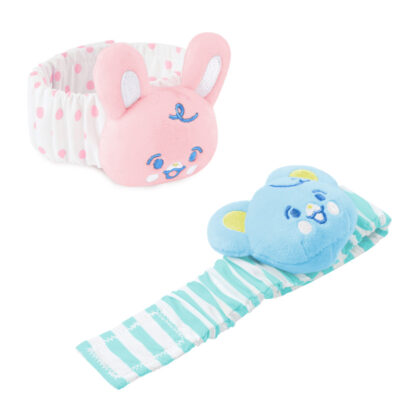 Baby Parade Wrist Rattles Pink Bunny & Blue Bear 2-Pack