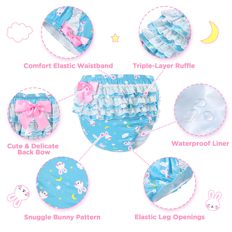 Snuggle Bunny Pattern Ruffle Adult Diaper Cover