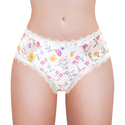 Flower Pattern Cheeky Bow Tucking Gaff Panties