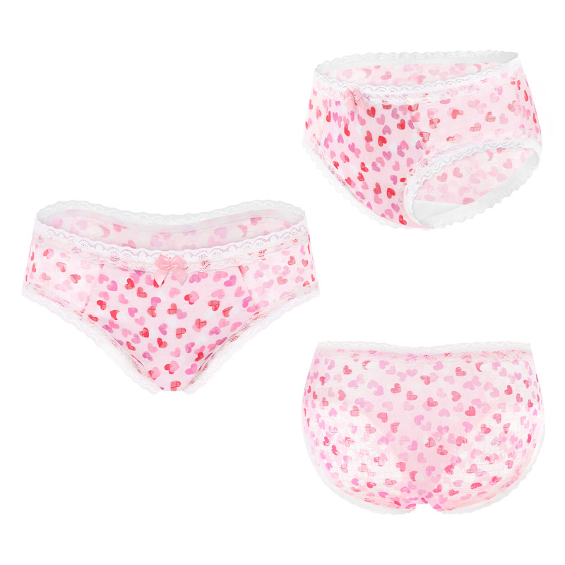 Hearts Pattern Tucking Gaff Panties