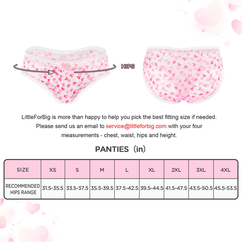 Hearts Pattern Tucking Gaff Panties