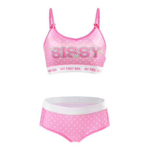 LittleForBig Unisex katoenen hemdje en slipje sport loungewear bralette set - Sissy University Bralette Set, roze, S