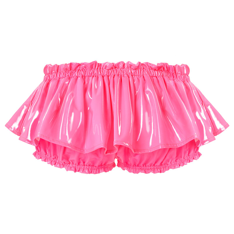 Faux Leather Ruffle Mini Bloomer Skirt