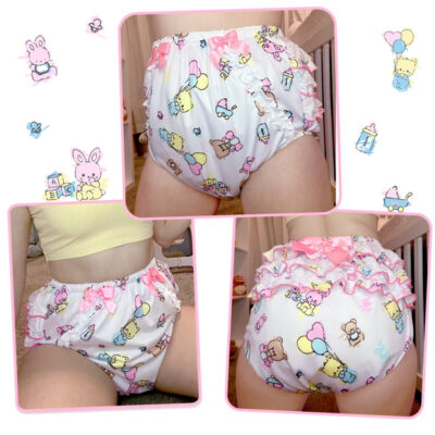 Baby Cuties Pattern Ruffle Adult Diaper Cover