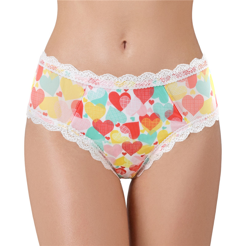 Hearts Pattern Cheeky Bow Tucking Gaff Panties