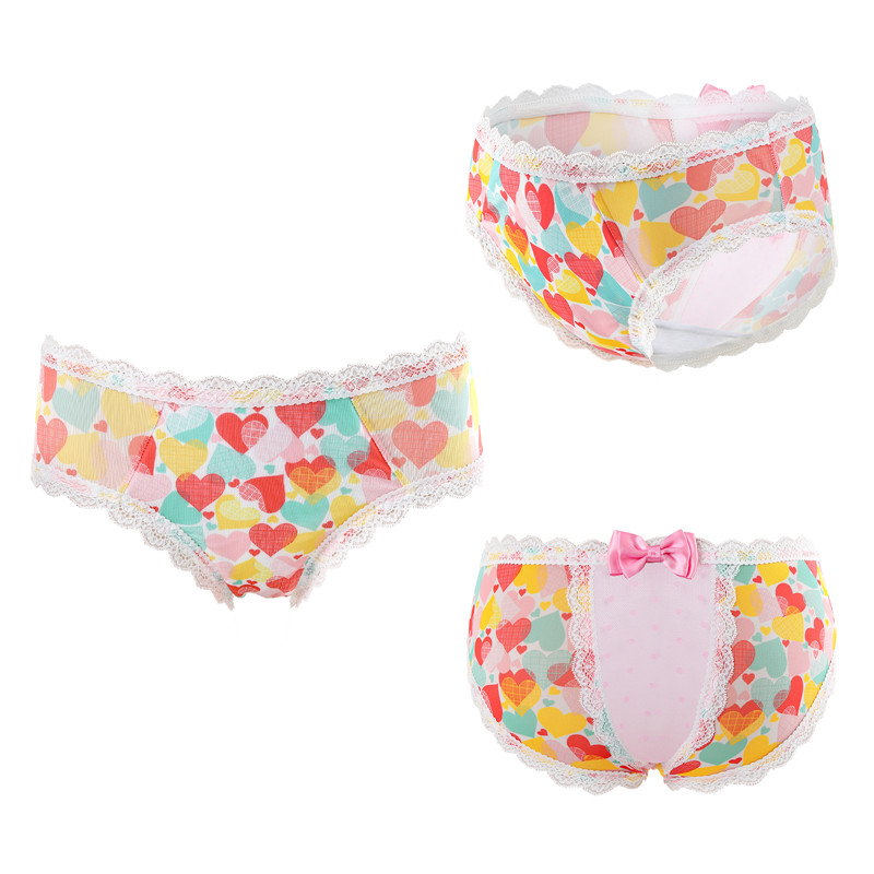 Hearts Pattern Cheeky Bow Tucking Gaff Panties