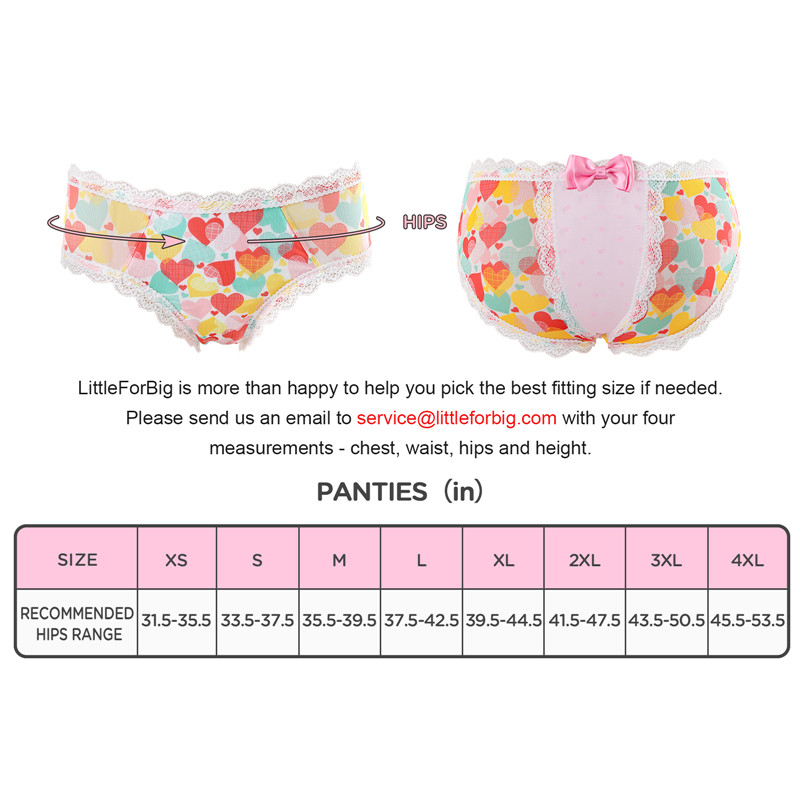 Hearts Pattern Cheeky Bow Tucking Gaff Panties