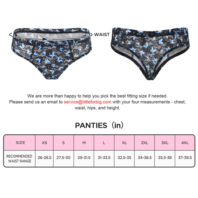 Blue Butterfly Mesh Tucking Gaff Brazilian Cheeky Panties