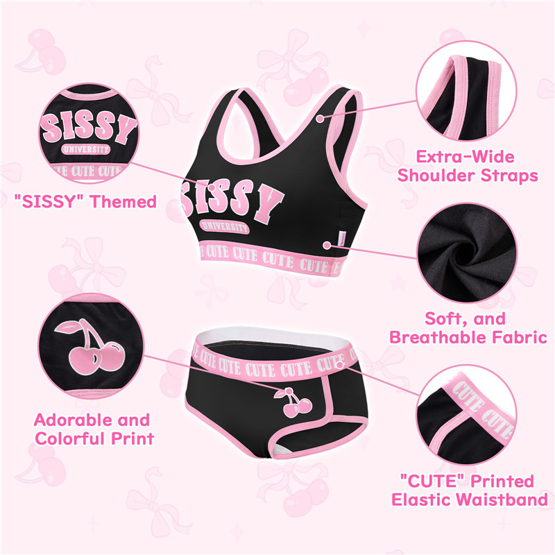 SissyUniversity Bralette Set Black