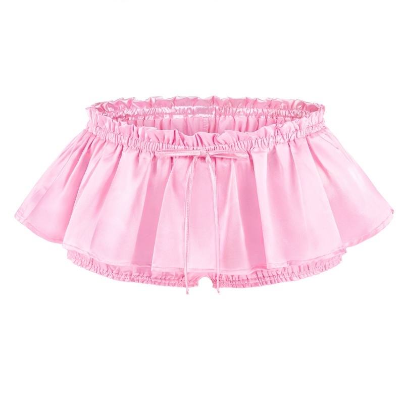 Shiny Satin Ruffle Mini Bloomer Skirt