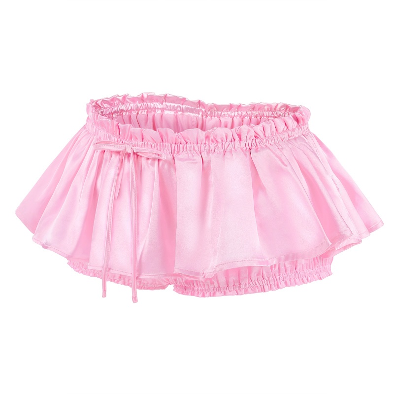 Shiny Satin Ruffle Mini Bloomer Skirt