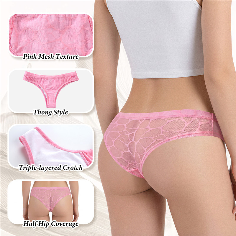 Pink Mesh Tucking Gaff Brazilian Cheeky Panties