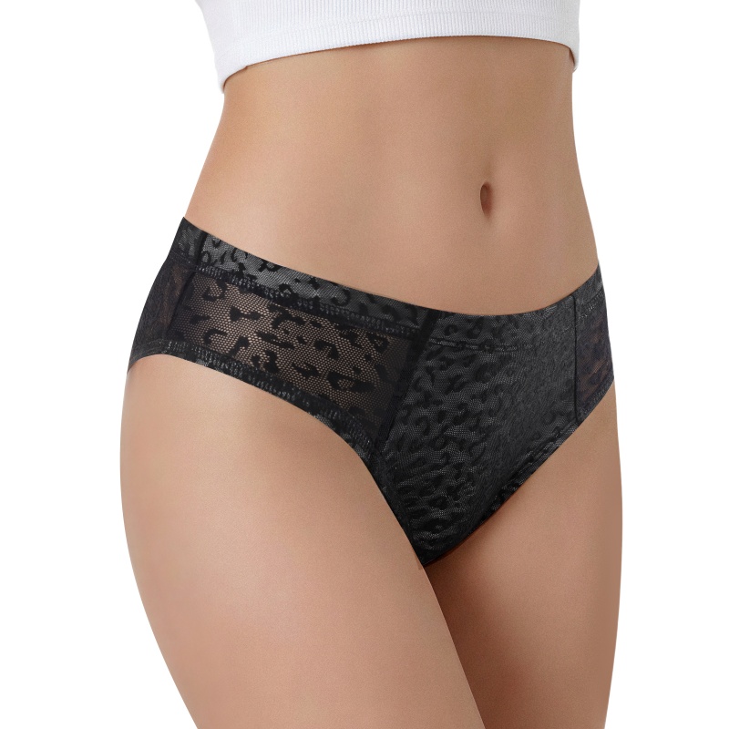 Leopard Print Mesh Tucking Gaff Brazilian Cheeky Panties