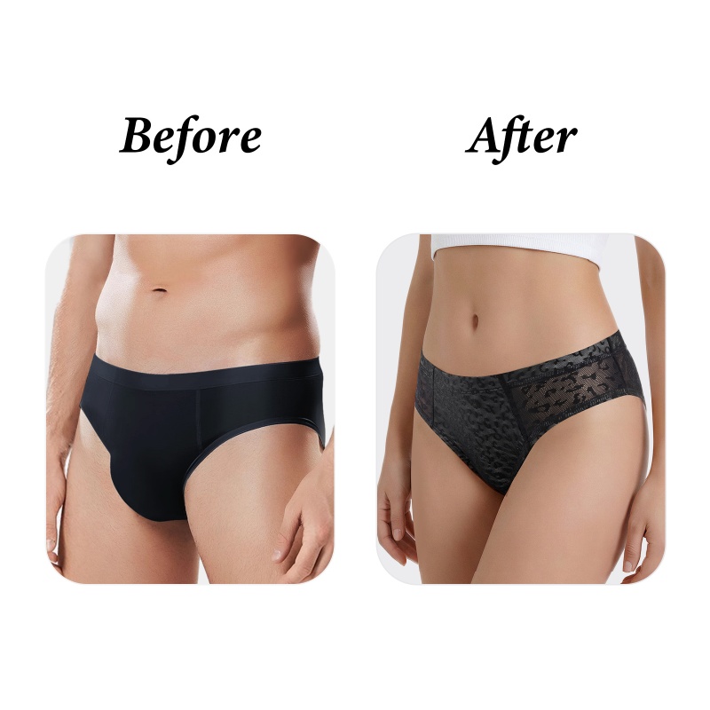 Leopard Print Mesh Tucking Gaff Brazilian Cheeky Panties