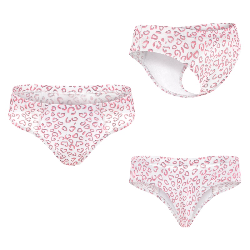 Hearts Print Pattern Mesh Tucking Gaff Brazilian Cheeky Panties