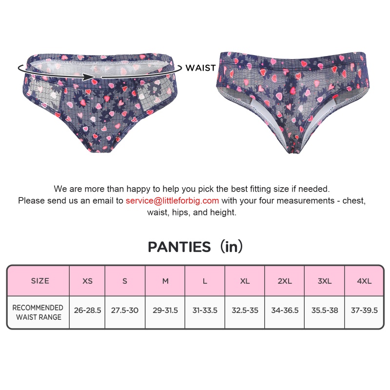 Pink Hearts Pattern Mesh Tucking Gaff Brazilian Cheeky Panties