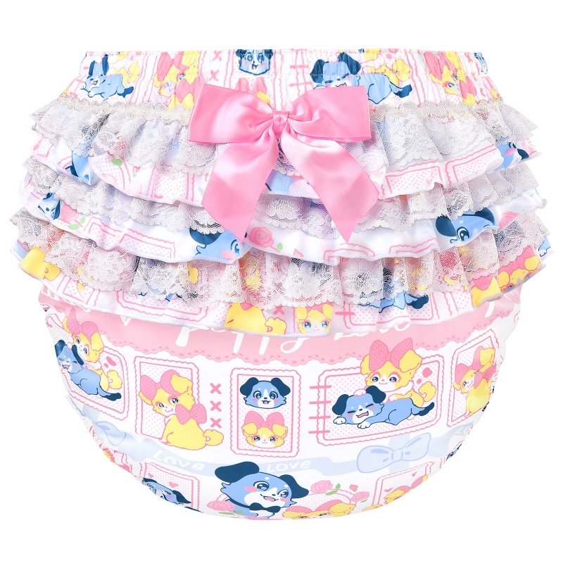 Puppy Love Little Blue Pattern Ruffle Adult Diaper Cover