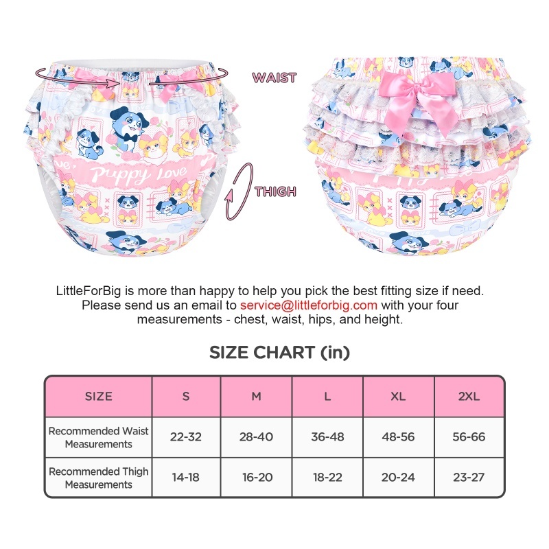 Puppy Love Little Blue Pattern Ruffle Adult Diaper Cover
