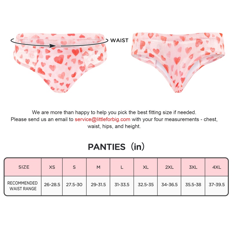 Hearts Pattern Mesh Tucking Gaff Brazilian Cheeky Panties