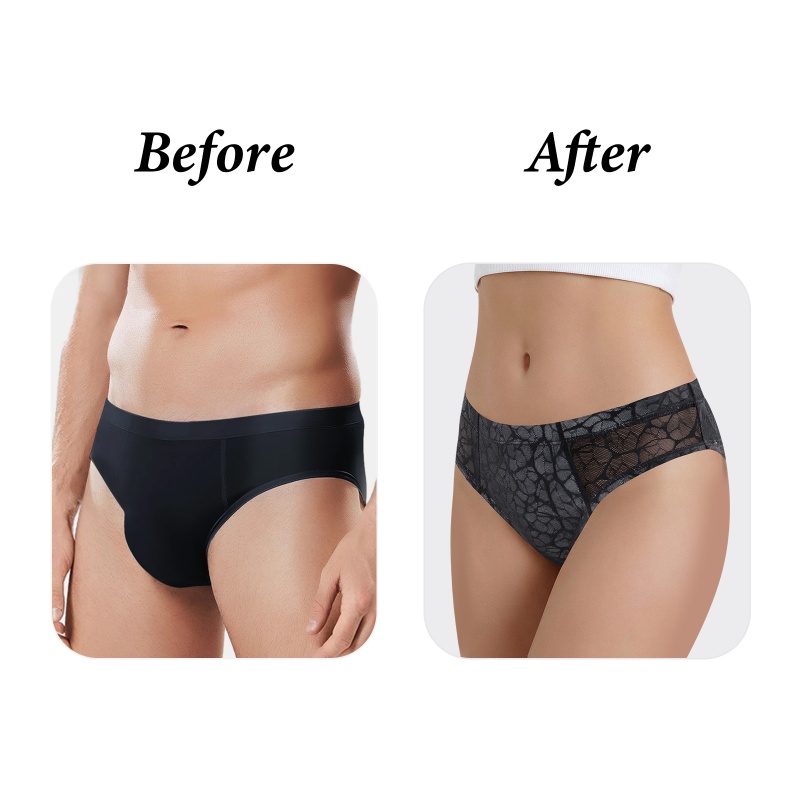 Black Mesh Tucking Gaff Brazilian Cheeky Panties