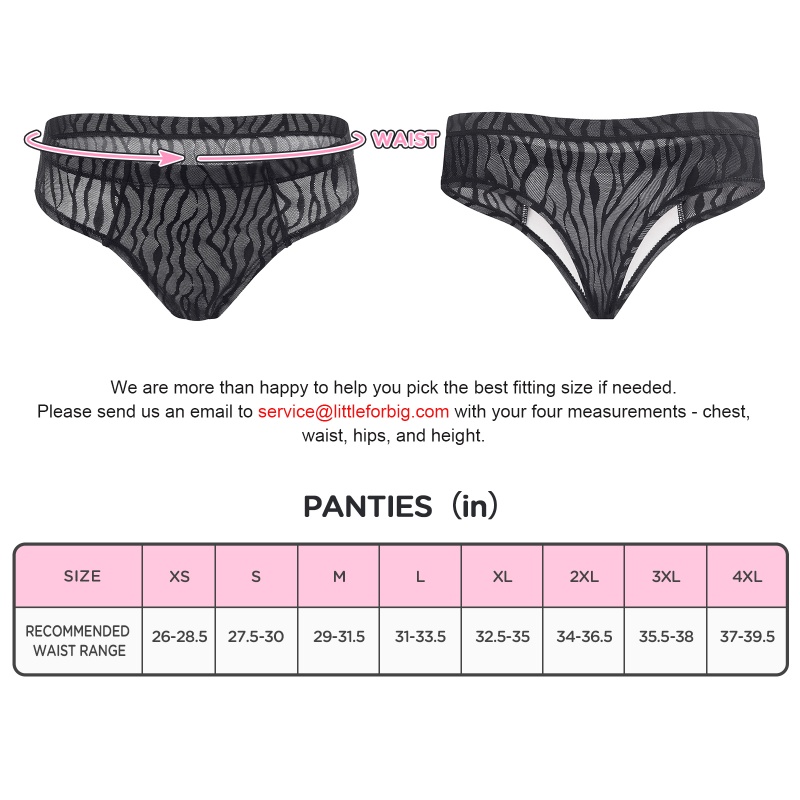 Black Tiger Stripes Pattern Mesh Tucking Gaff Brazilian Cheeky Panties
