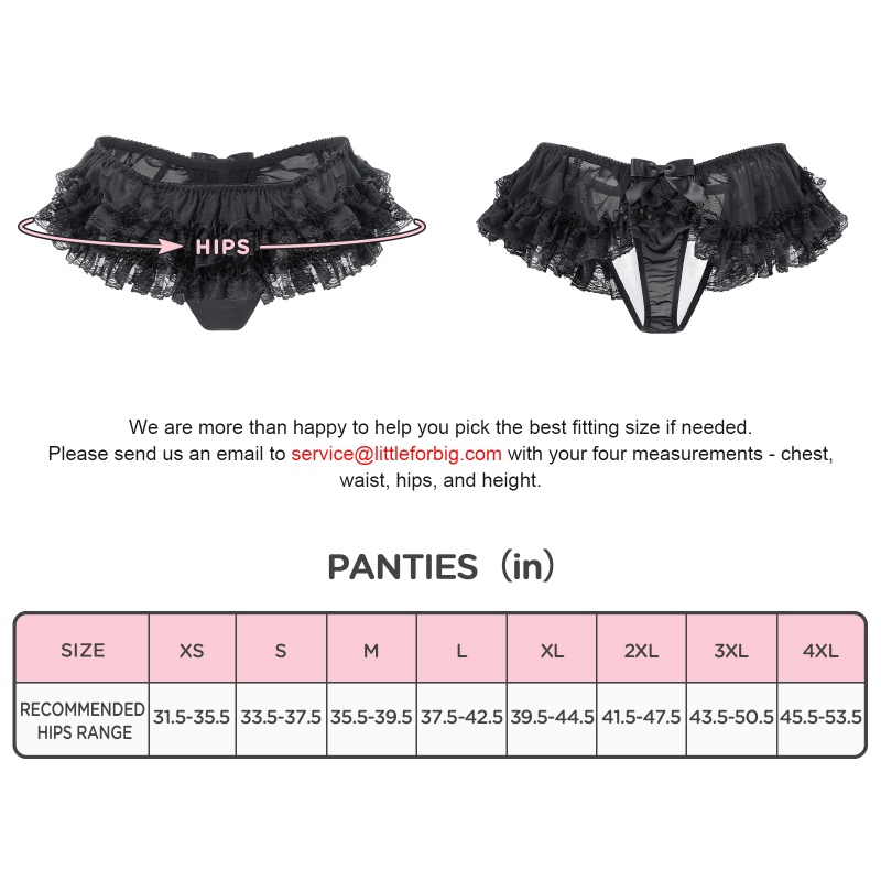 Lace Skort Tucking Thong Panties Black