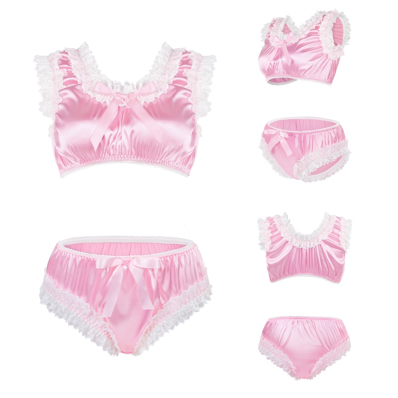 Satin SissyUniversiry Baby Bralette Set Pink