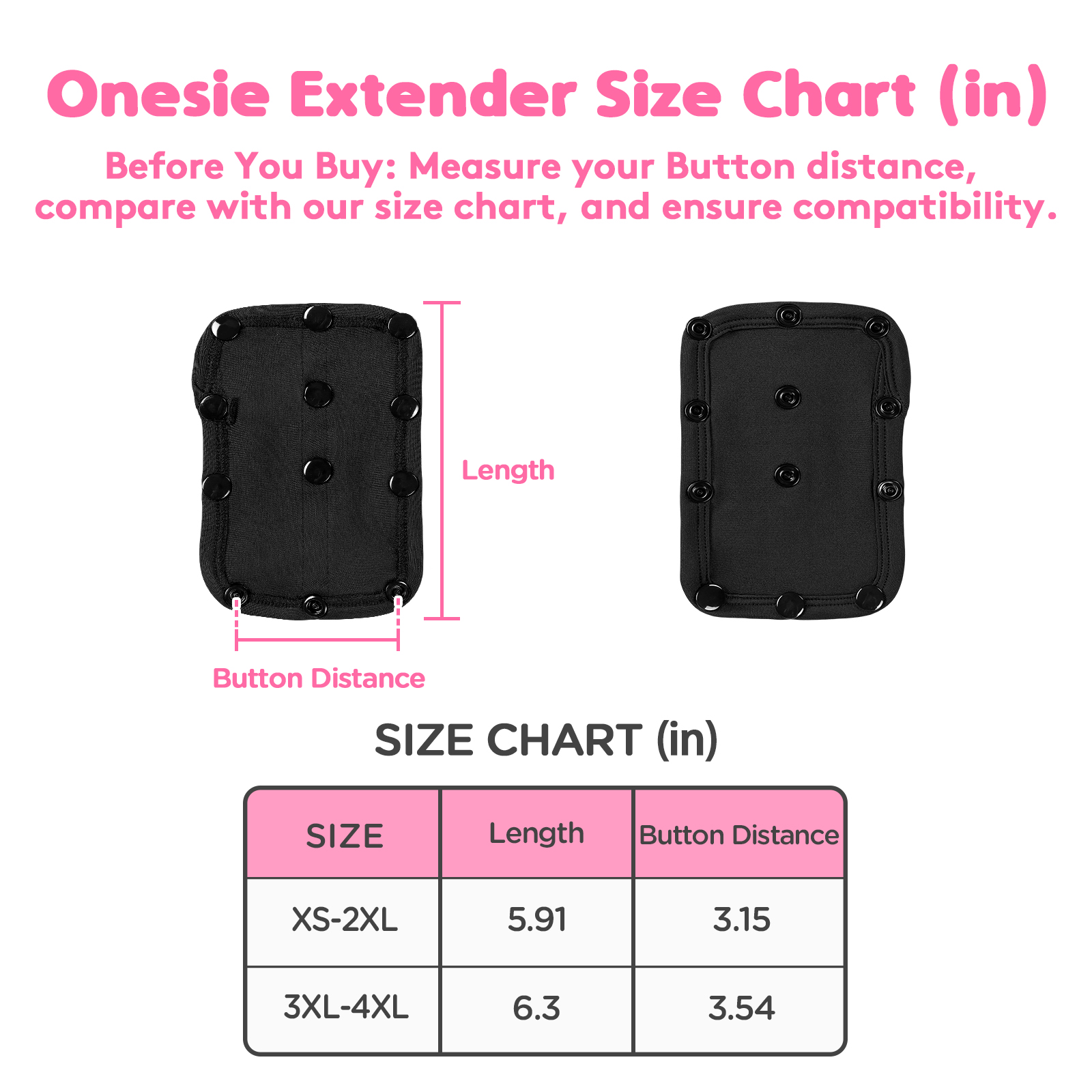 Onesie Extender Black 3-Pack