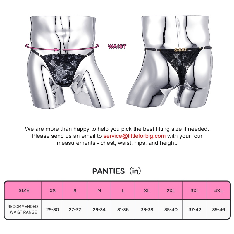SissyUniversity Doll Lace and Rhinestone Tanga Tucking Gaff Thong Panties